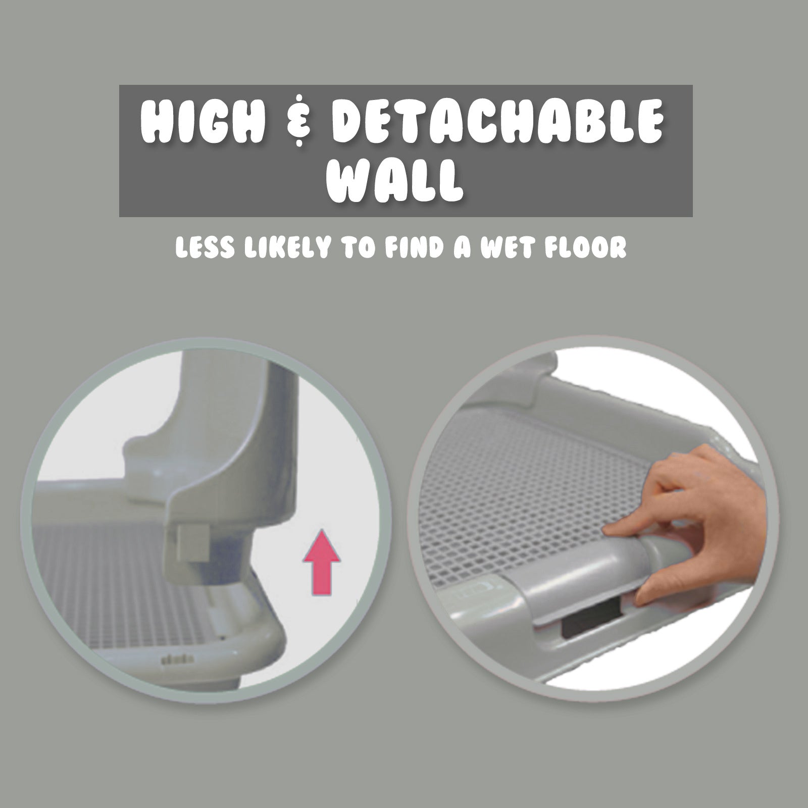 Dog Pet Potty Tray Training Toilet Detachable Wall T2 GREY V274-PET-POTT2-GY