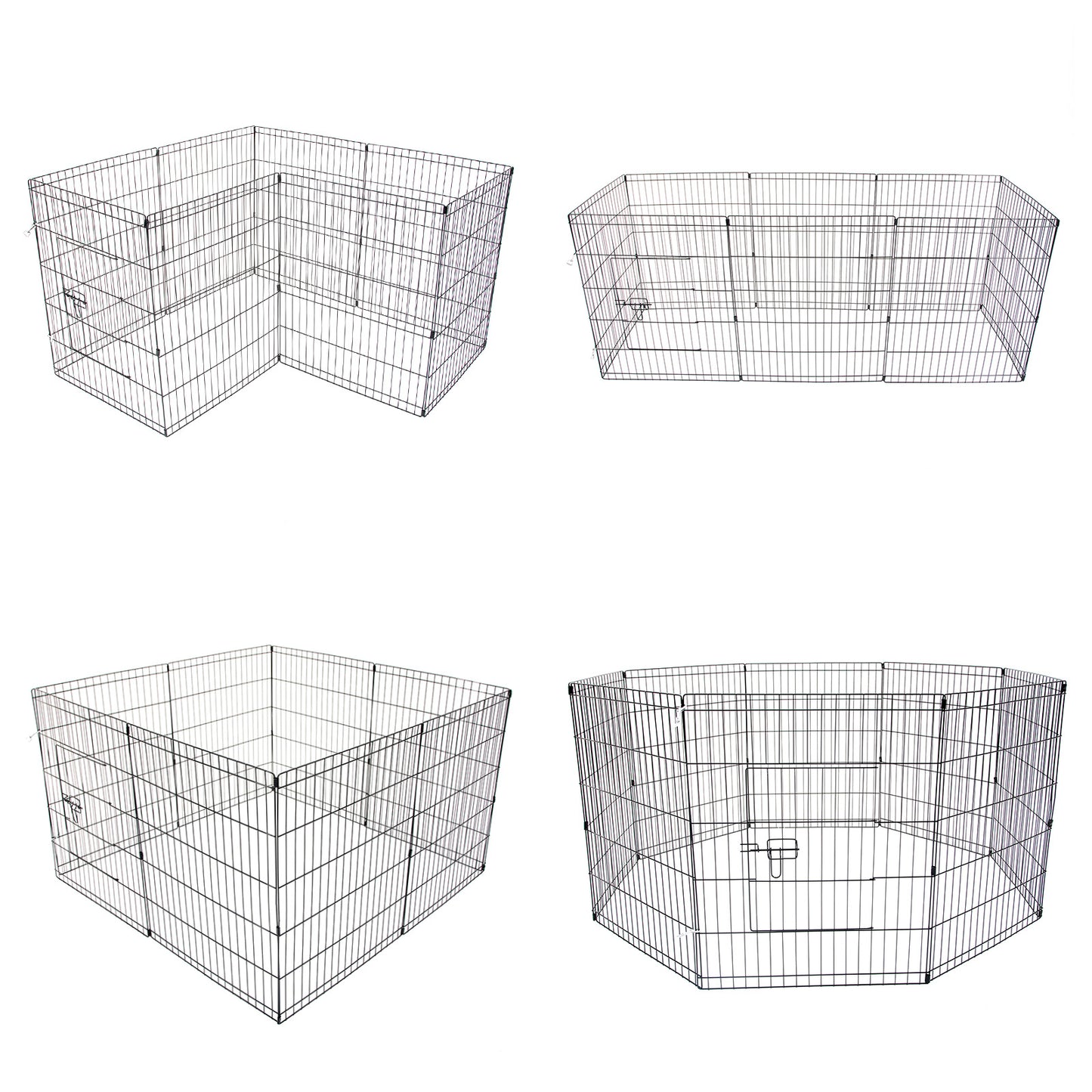 Pet Playpen Foldable Dog Cage 8 Panel 24in with Cover V274-PET-PP24-PPCV24-GN