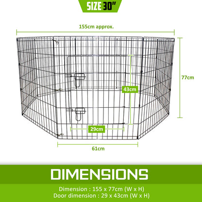 Pet Playpen Foldable Dog Cage 8 Panel 30in V274-PET-PP30