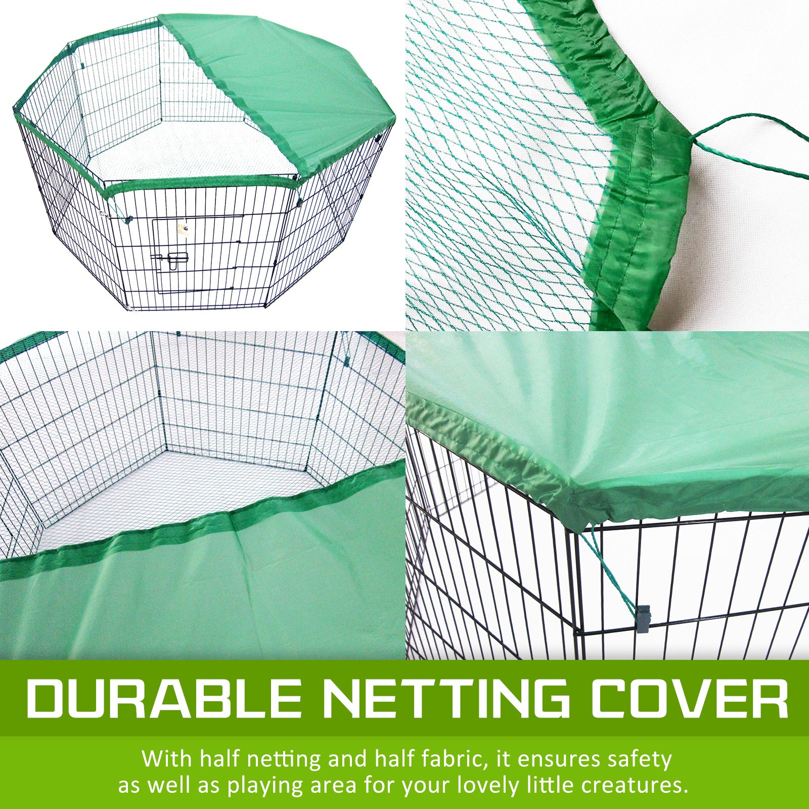 Pet Playpen Foldable Dog Cage 8 Panel 30in with Cover V274-PET-PP30-PPCV30-GN