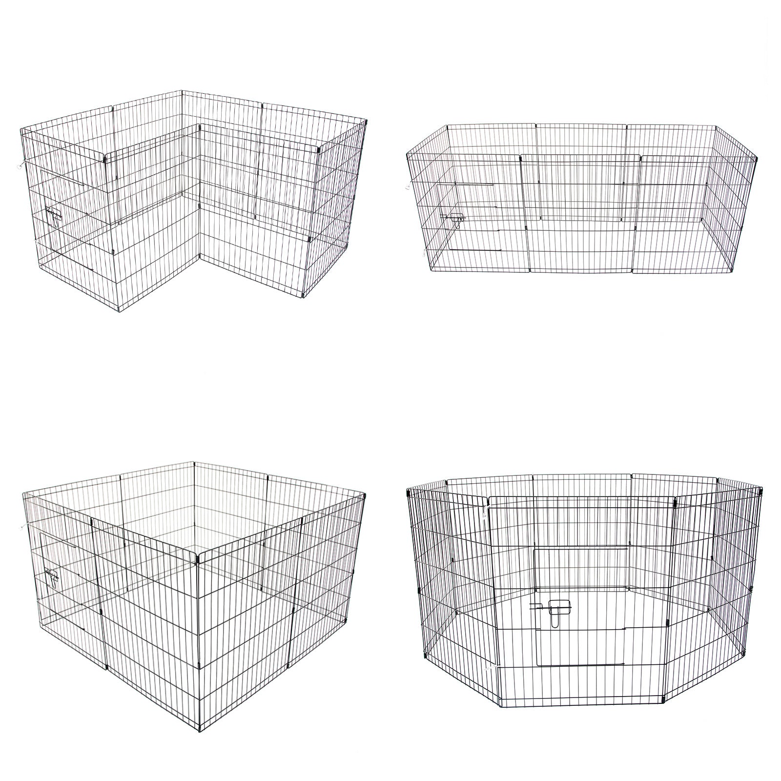 Pet Playpen Foldable Dog Cage 8 Panel 30in with Cover V274-PET-PP30-PPCV30-GN