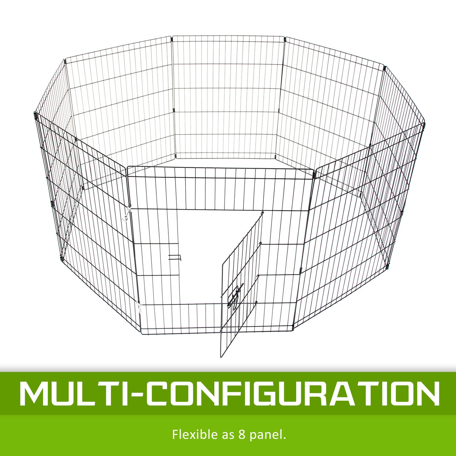 Pet Playpen Foldable Dog Cage 8 Panel 30in with Cover V274-PET-PP30-PPCV30-GN