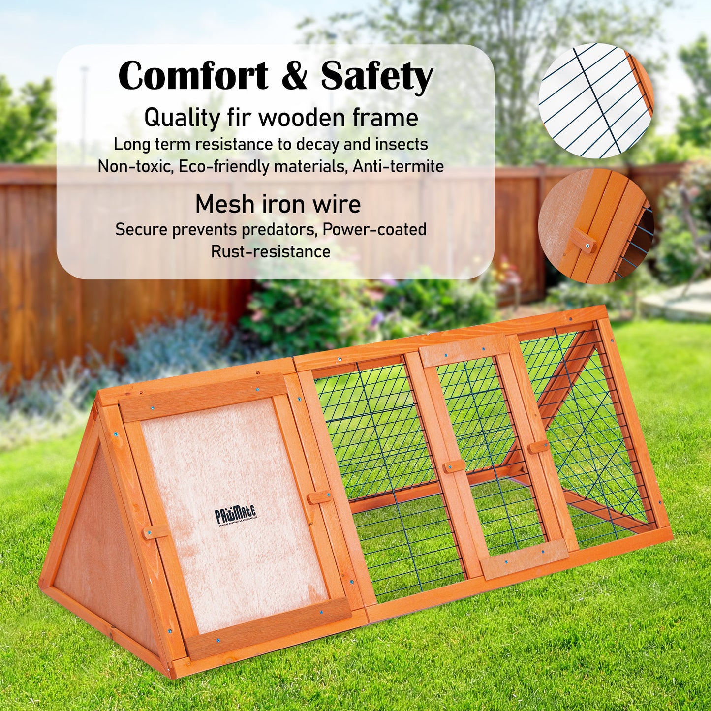 Rabbit Hutch Chicken Coop 118 x 50 x 45cm Triangle Cage Run Ester V274-PET-RH1480S