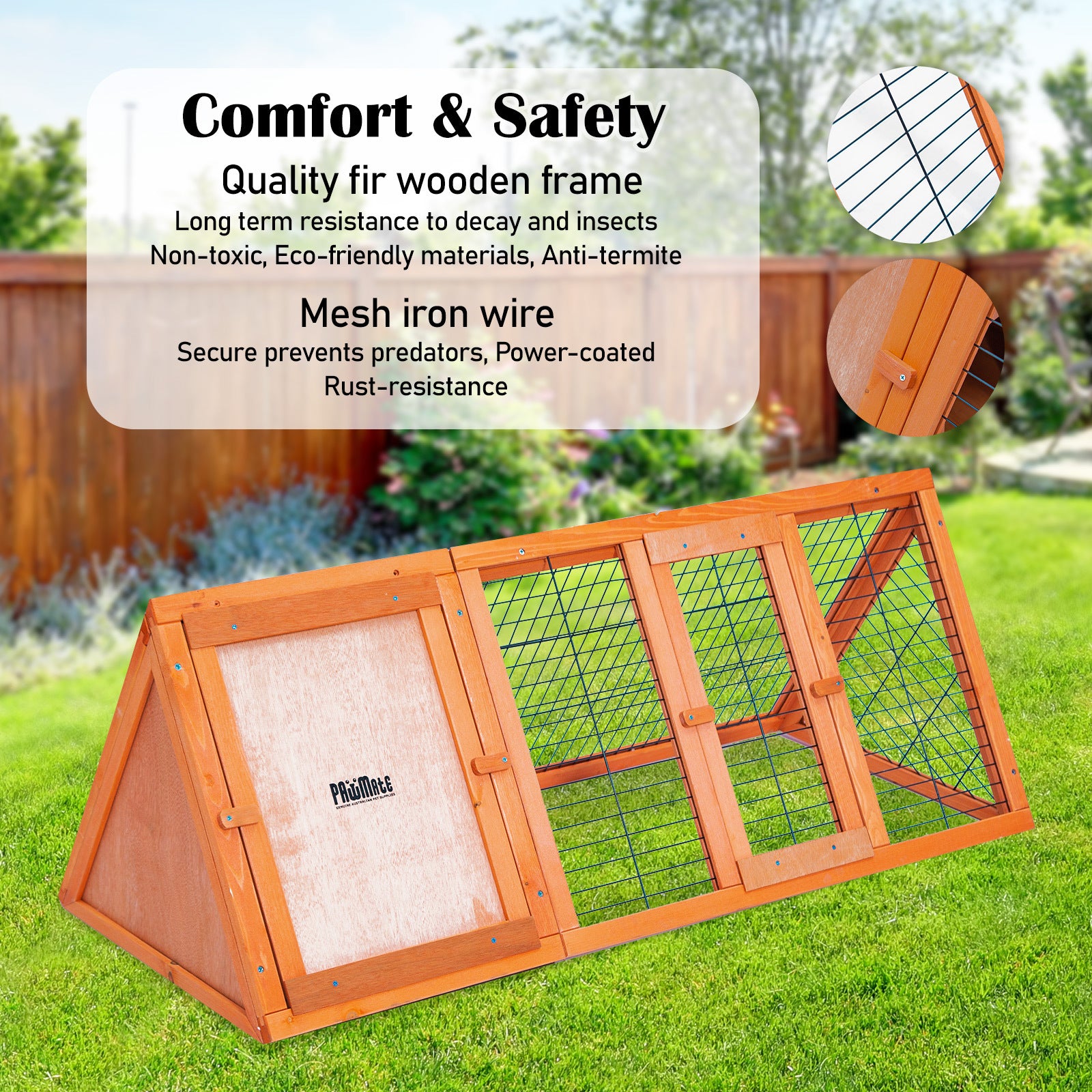 Rabbit Hutch Chicken Coop 118 x 50 x 45cm Triangle Cage Run Ester V274-PET-RH1480S