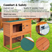 Rabbit Hutch Chicken Coop 92 x 45 x 82cm 2 Storey Cage Run Aria V274-PET-RH401