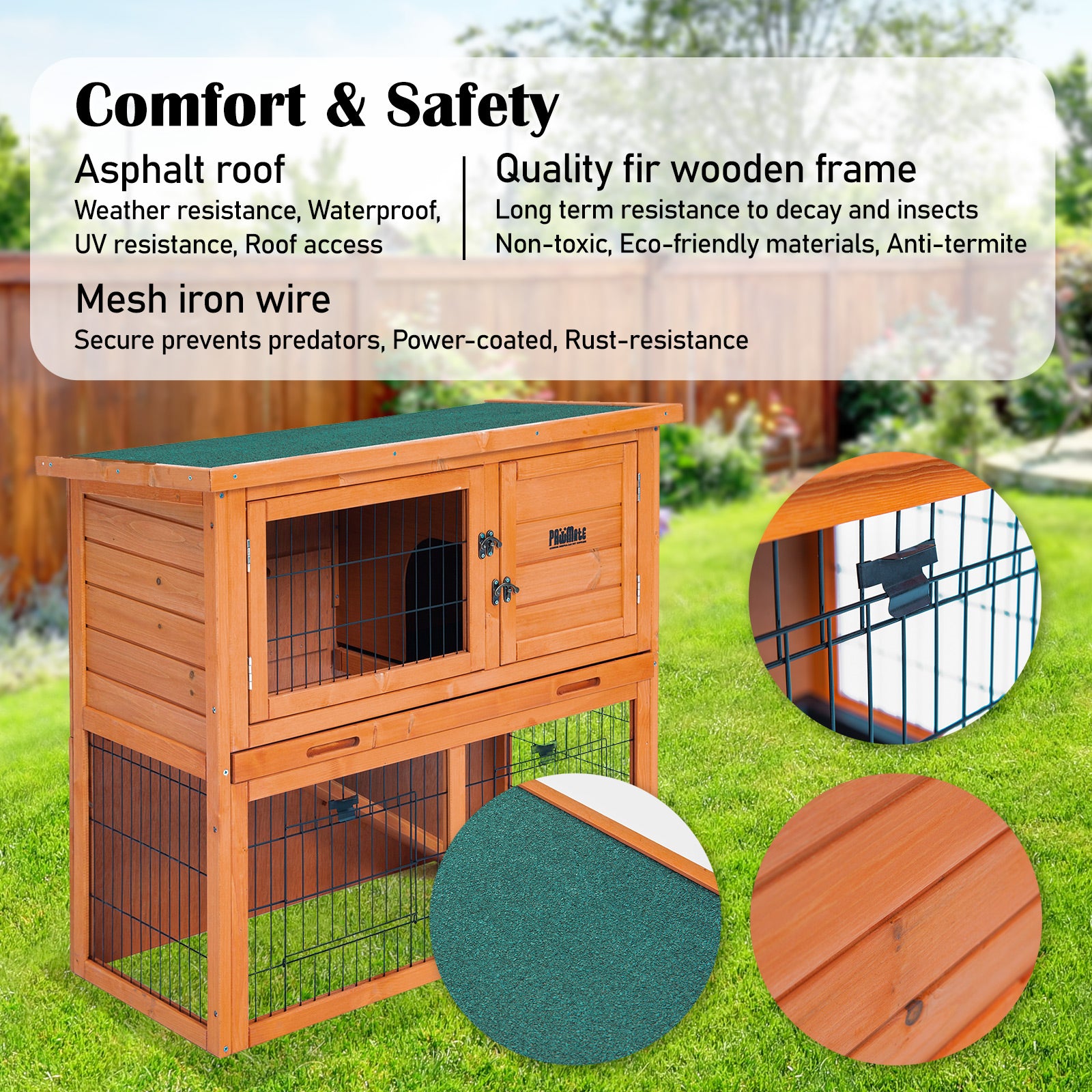 Rabbit Hutch Chicken Coop 92 x 45 x 82cm 2 Storey Cage Run Aria V274-PET-RH401