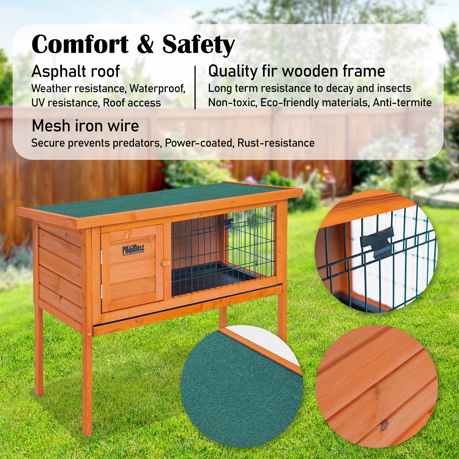 Rabbit Hutch Chicken Coop 91 x 45 x 70cm Free Standing Cage Run Eden V274-PET-RH915