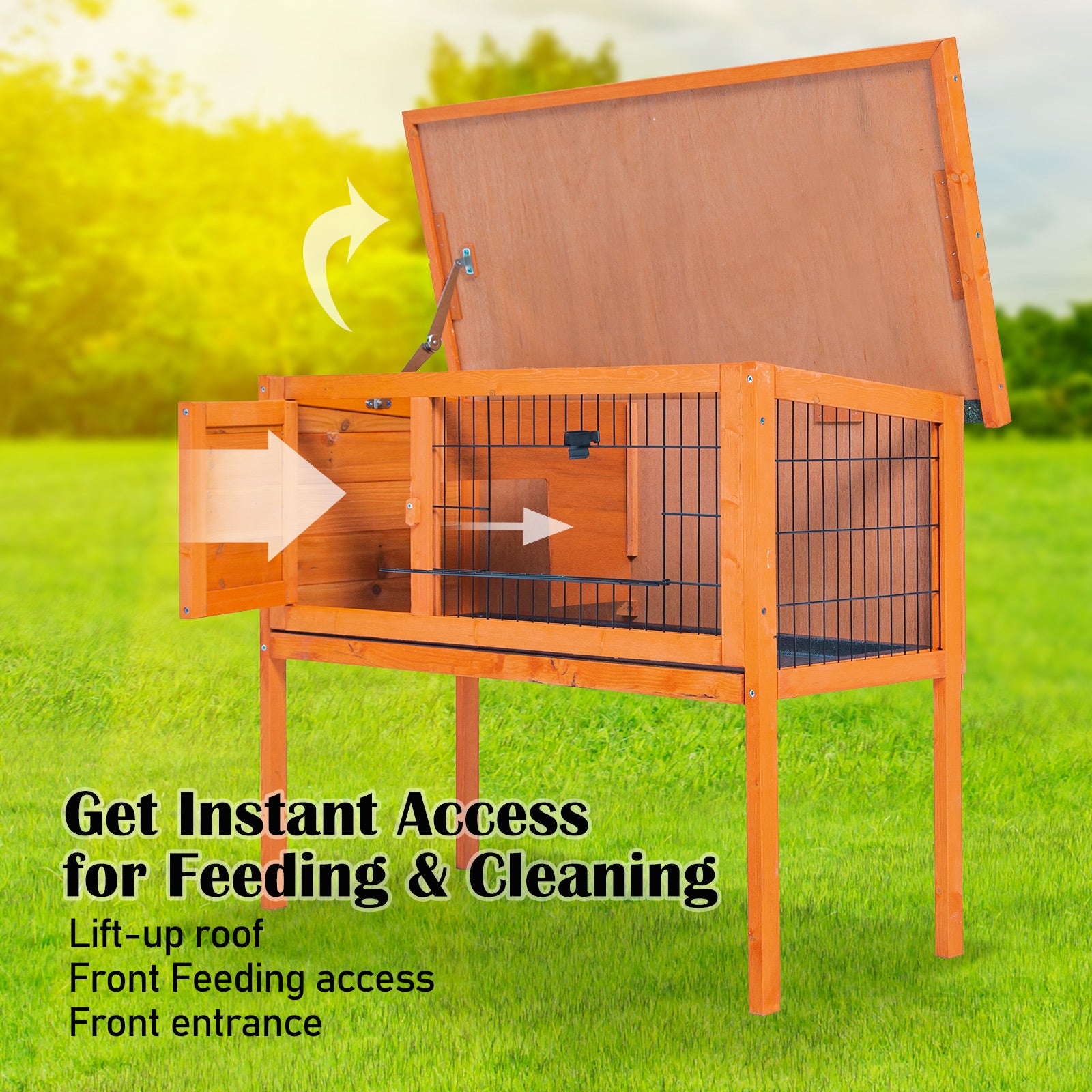 Rabbit Hutch Chicken Coop 91 x 45 x 70cm Free Standing Cage Run Eden V274-PET-RH915