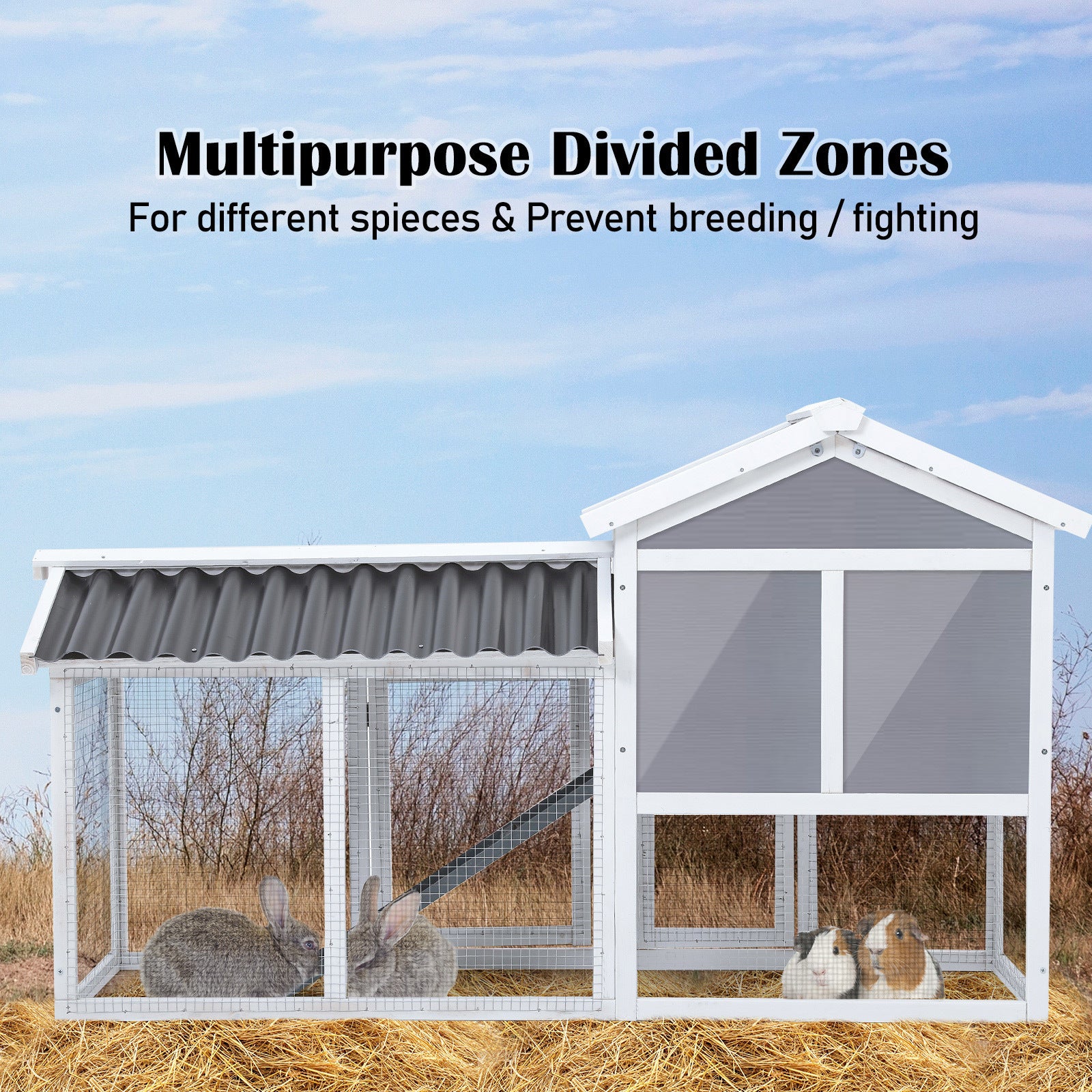 Rabbit Hutch Chicken Coop 147cm 2 Storey Pet Cage Run GRACIE V274-PET-RHPOLY1500S