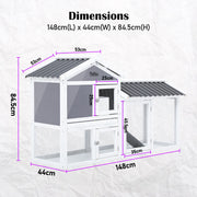 Rabbit Hutch Chicken Coop 147cm 2 Storey Pet Cage Run GRACIE V274-PET-RHPOLY1500S