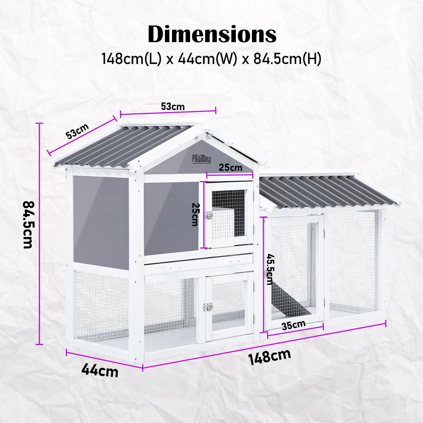 Rabbit Hutch Chicken Coop 147cm 2 Storey Pet Cage Run GRACIE V274-PET-RHPOLY1500S