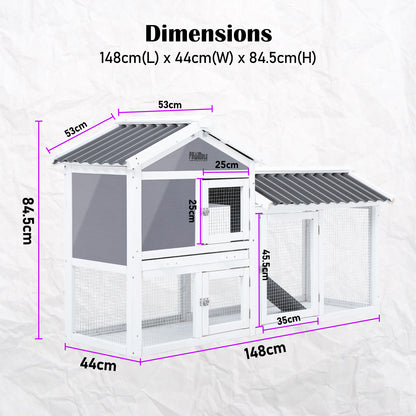 Rabbit Hutch Chicken Coop 147cm 2 Storey Pet Cage Run GRACIE V274-PET-RHPOLY1500S