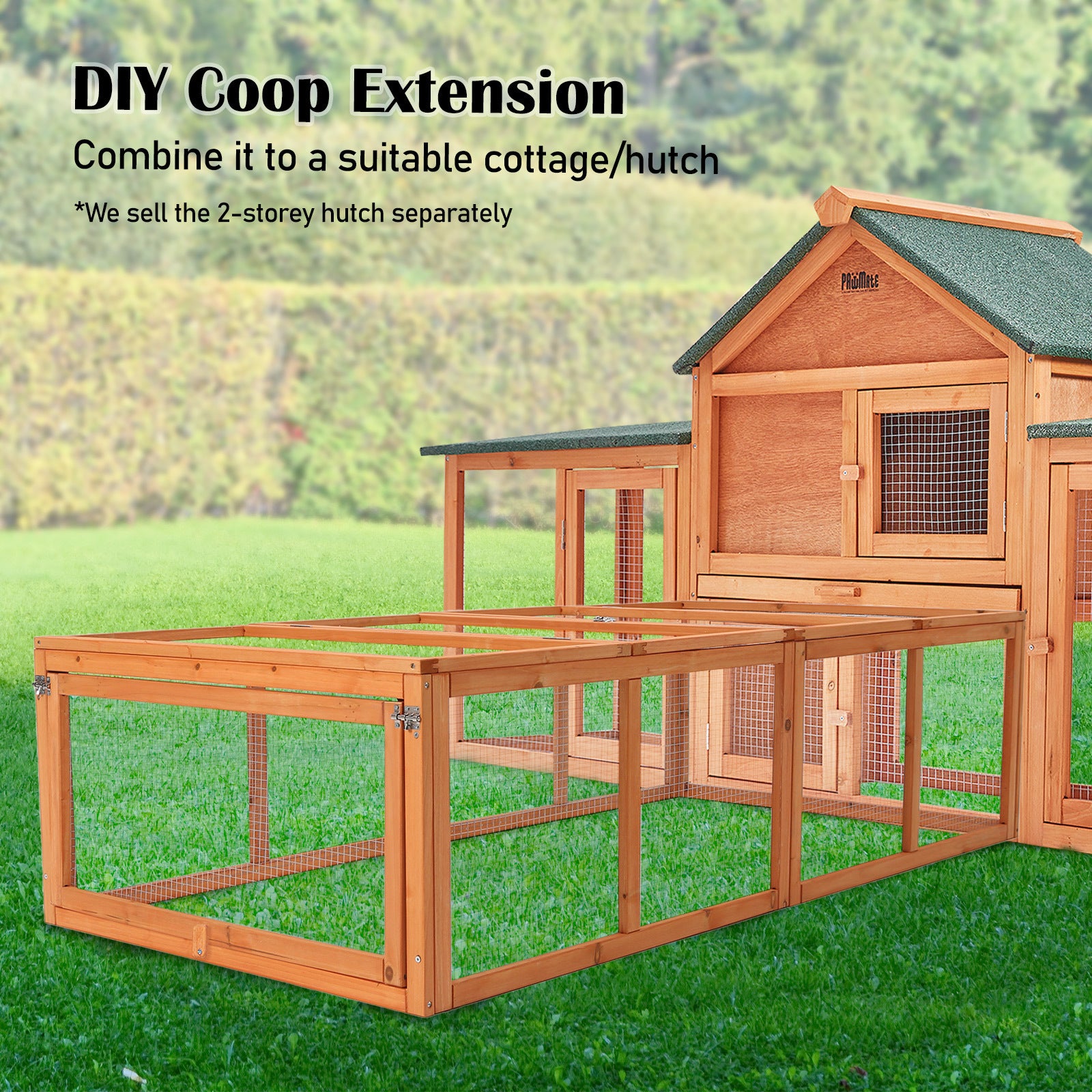 Paw Mate Chicken Coop Rabbit Hutch Extension Run 180 x 90 x 48cm Runey V274-PET-RR4R
