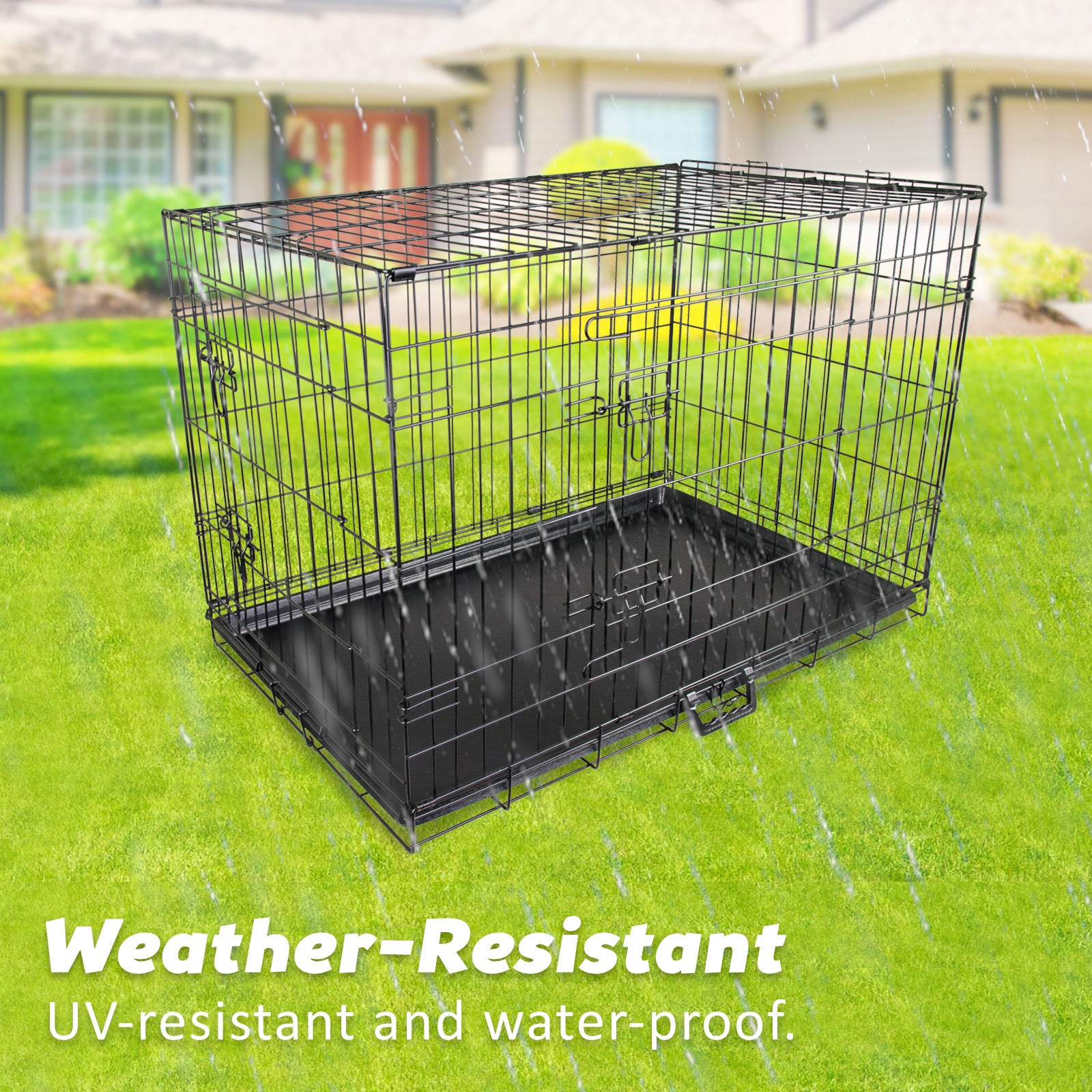 Wire Dog Cage Foldable Crate Kennel 24in with Tray V274-PET-WC24