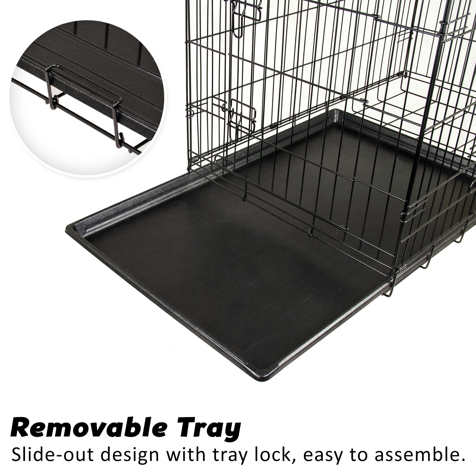 Wire Dog Cage Foldable Crate Kennel 24in with Tray V274-PET-WC24