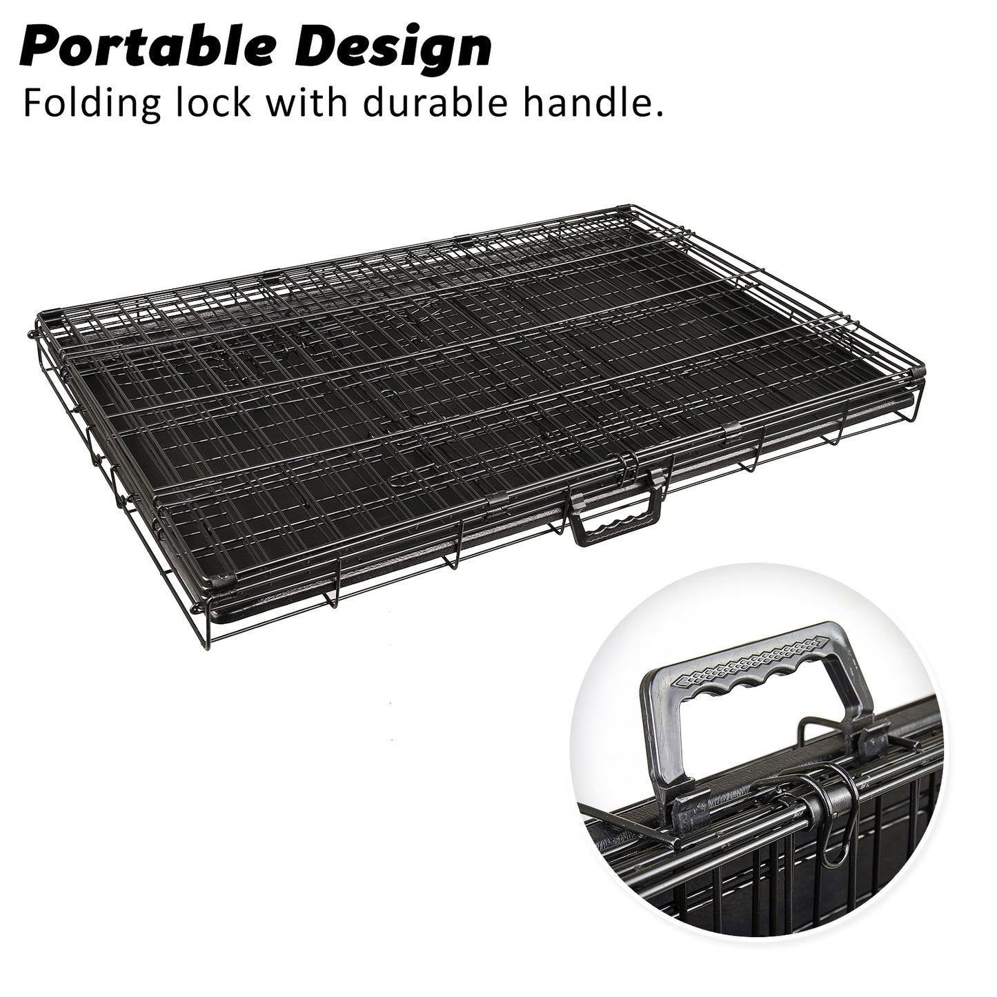 Wire Dog Cage Foldable Crate Kennel 24in with Tray V274-PET-WC24