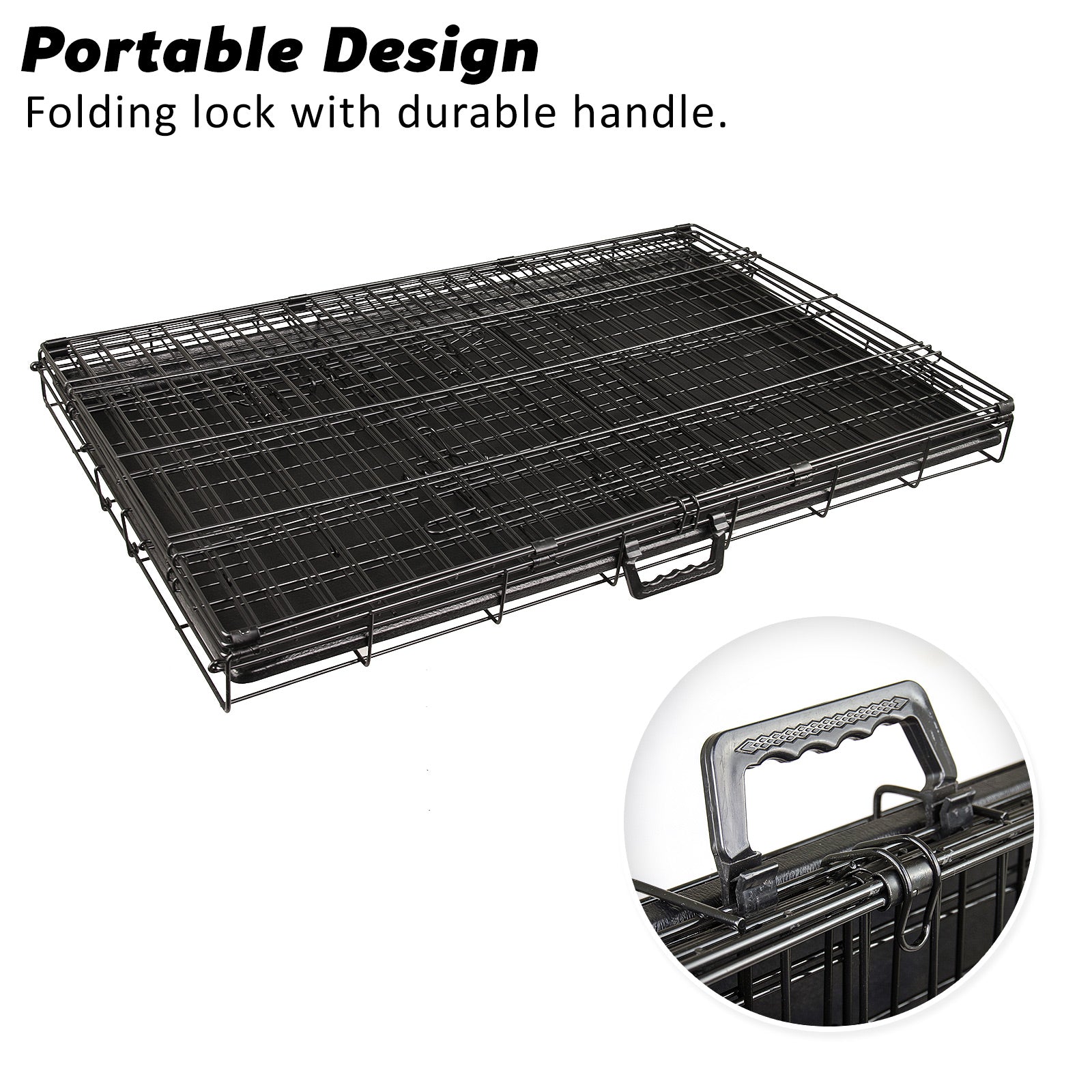 Wire Dog Cage Foldable Crate Kennel 24in with Tray V274-PET-WC24