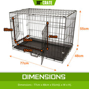 Wire Dog Cage Foldable Crate Kennel 30in with Tray V274-PET-WC30
