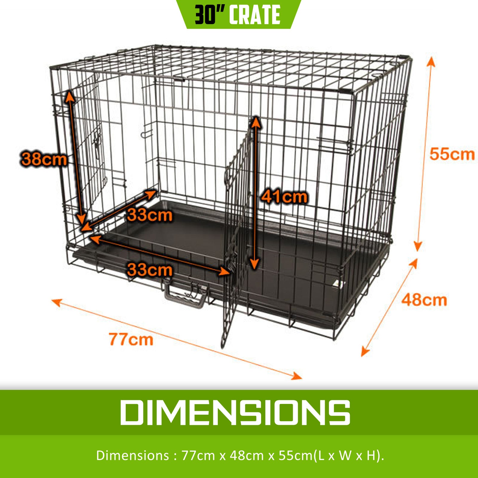 Wire Dog Cage Foldable Crate Kennel 30in with Tray V274-PET-WC30