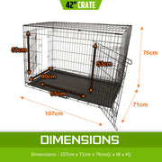 Wire Dog Cage Foldable Crate Kennel 42in with Tray V274-PET-WC42