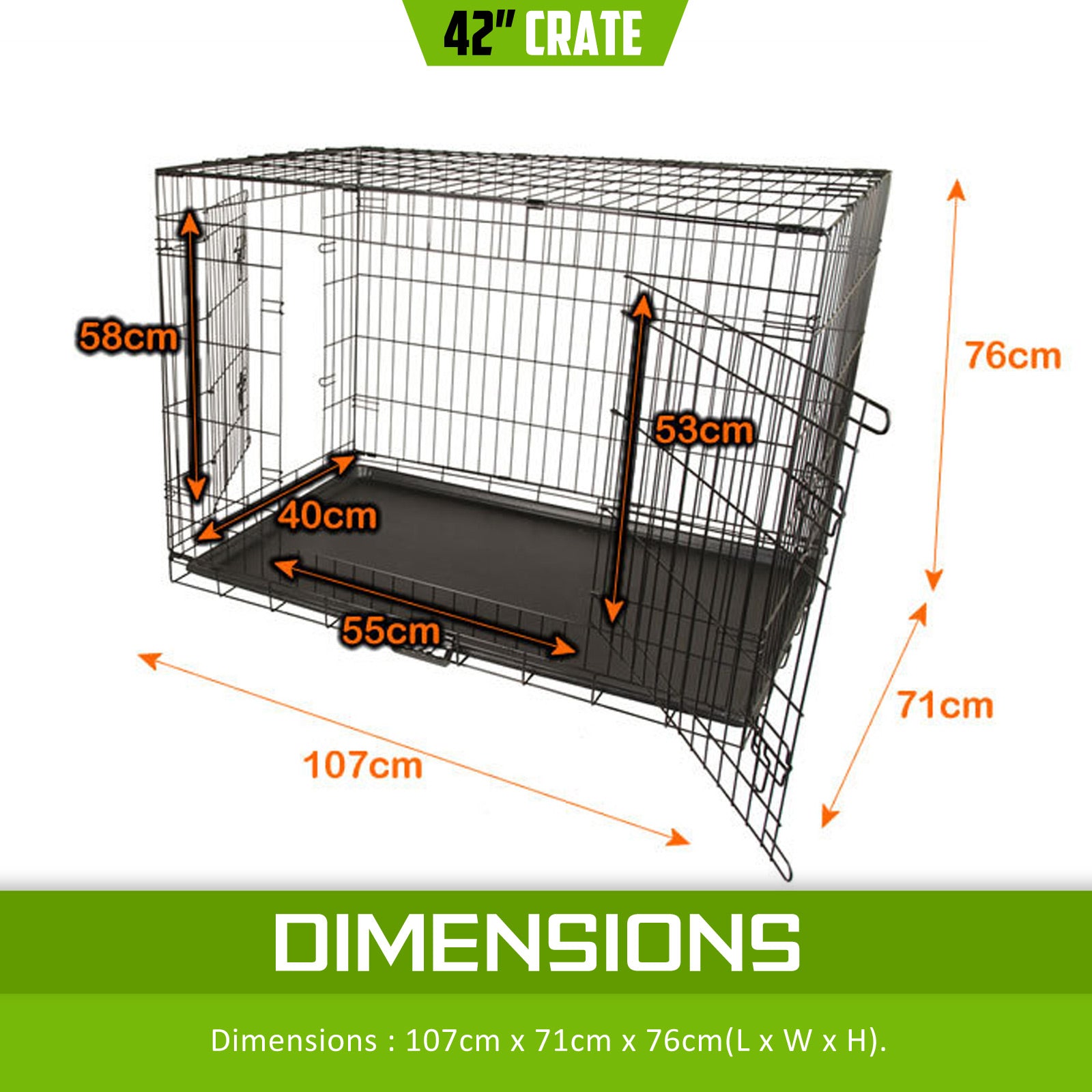 Wire Dog Cage Foldable Crate Kennel 42in with Tray V274-PET-WC42