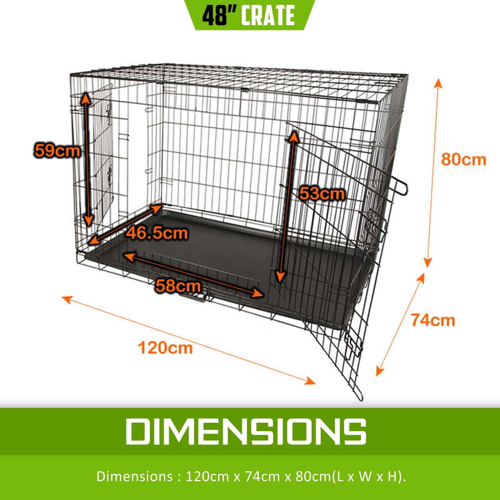 Wire Dog Cage Foldable Crate Kennel 48in with Tray V274-PET-WC48