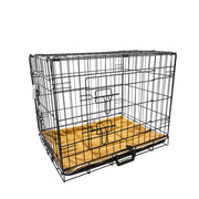 Wire Dog Cage Foldable Crate Kennel 24in with Tray + Cushion Mat Combo V274-PET-WCCU24-BE