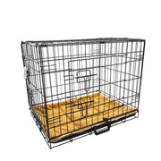 Wire Dog Cage Foldable Crate Kennel 30in with Tray + Cushion Mat Combo V274-PET-WCCU30-BE