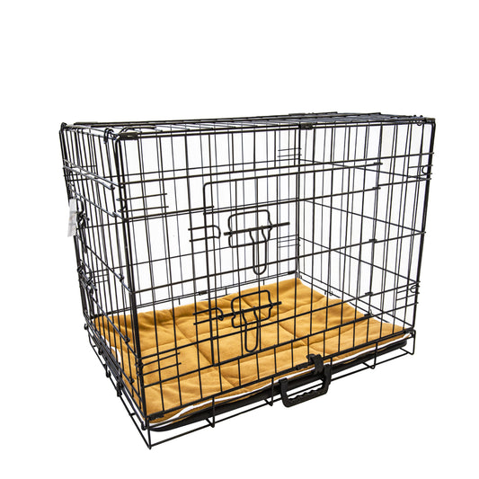 Wire Dog Cage Foldable Crate Kennel 36in withTray + Cushion Mat Combo V274-PET-WCCU36-BE