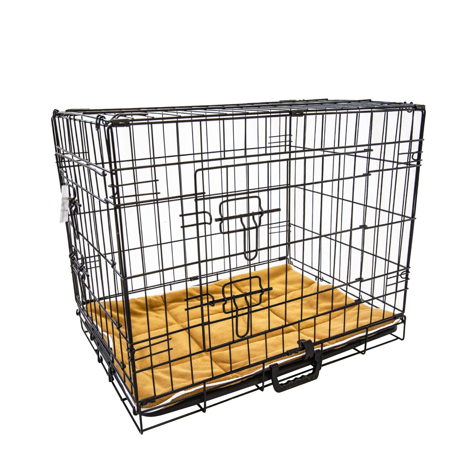 Wire Dog Cage Foldable Crate Kennel 42in with Tray + Cushion Mat Combo V274-PET-WCCU42-BE