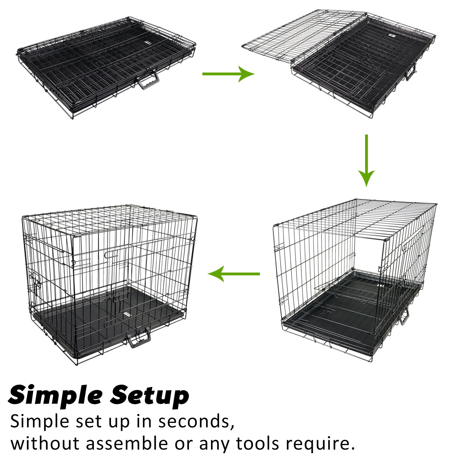 Wire Dog Cage Foldable Crate Kennel 48in with Tray + Cushion Mat Combo V274-PET-WCCU48-BE