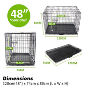 Wire Dog Cage Foldable Crate Kennel 48in with Tray + Cushion Mat Combo V274-PET-WCCU48-BE