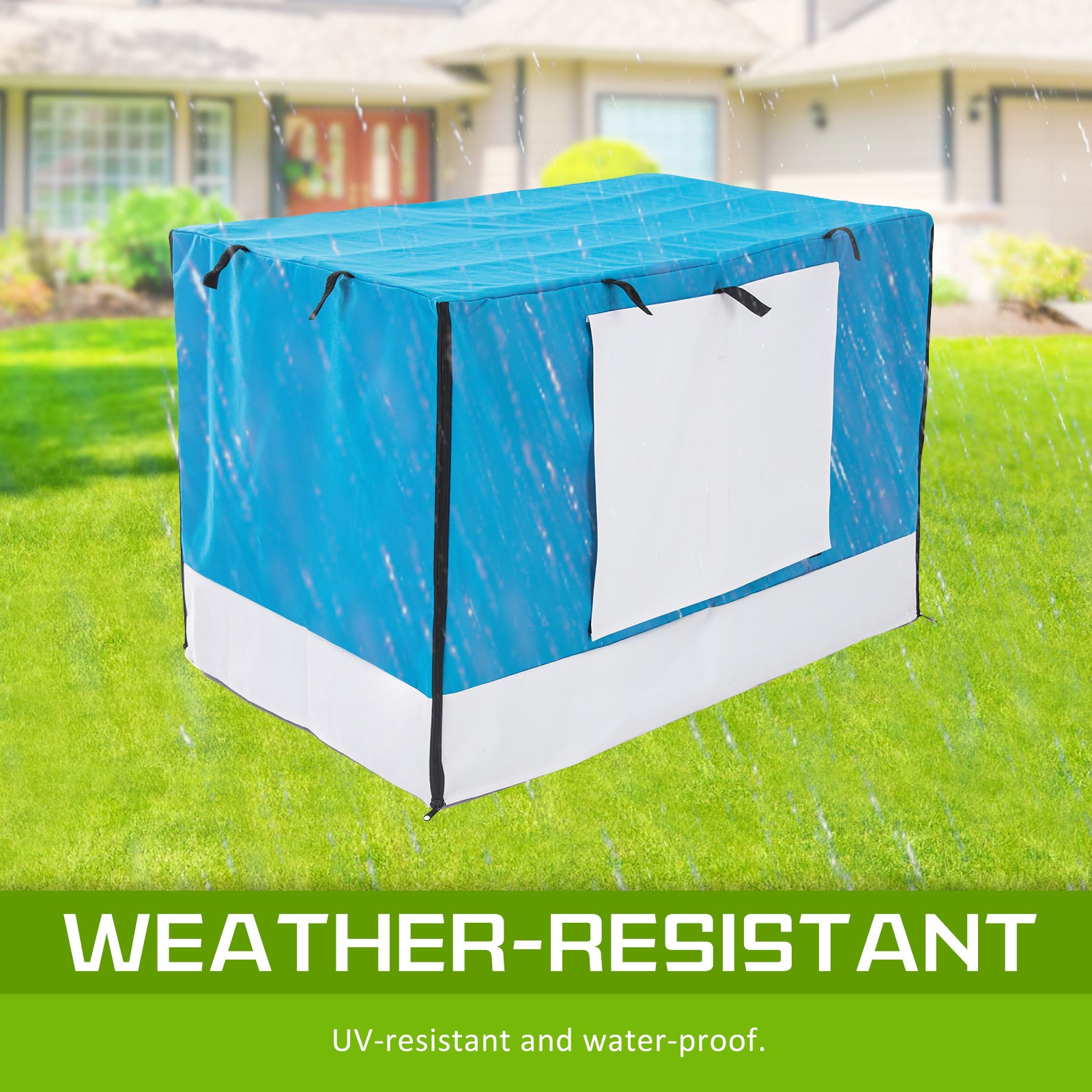 Wire Dog Cage Foldable Crate Kennel 24in with Tray + BLUE Cover Combo V274-PET-WCCV24-BU