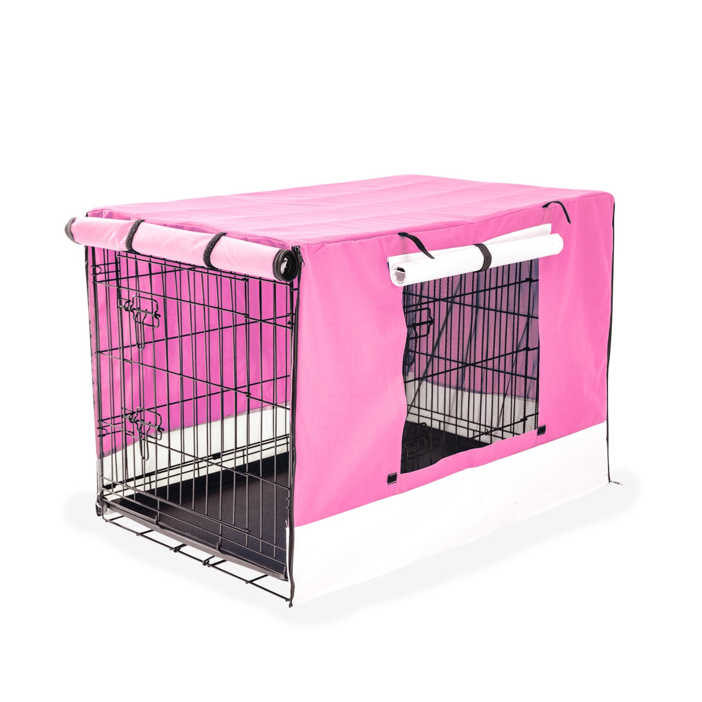 Wire Dog Cage Foldable Crate Kennel 30in with Tray + PINK Cover Combo V274-PET-WCCV30-PK
