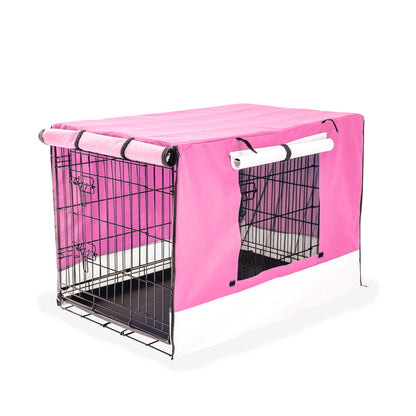 Wire Dog Cage Foldable Crate Kennel 30in with Tray + PINK Cover Combo V274-PET-WCCV30-PK