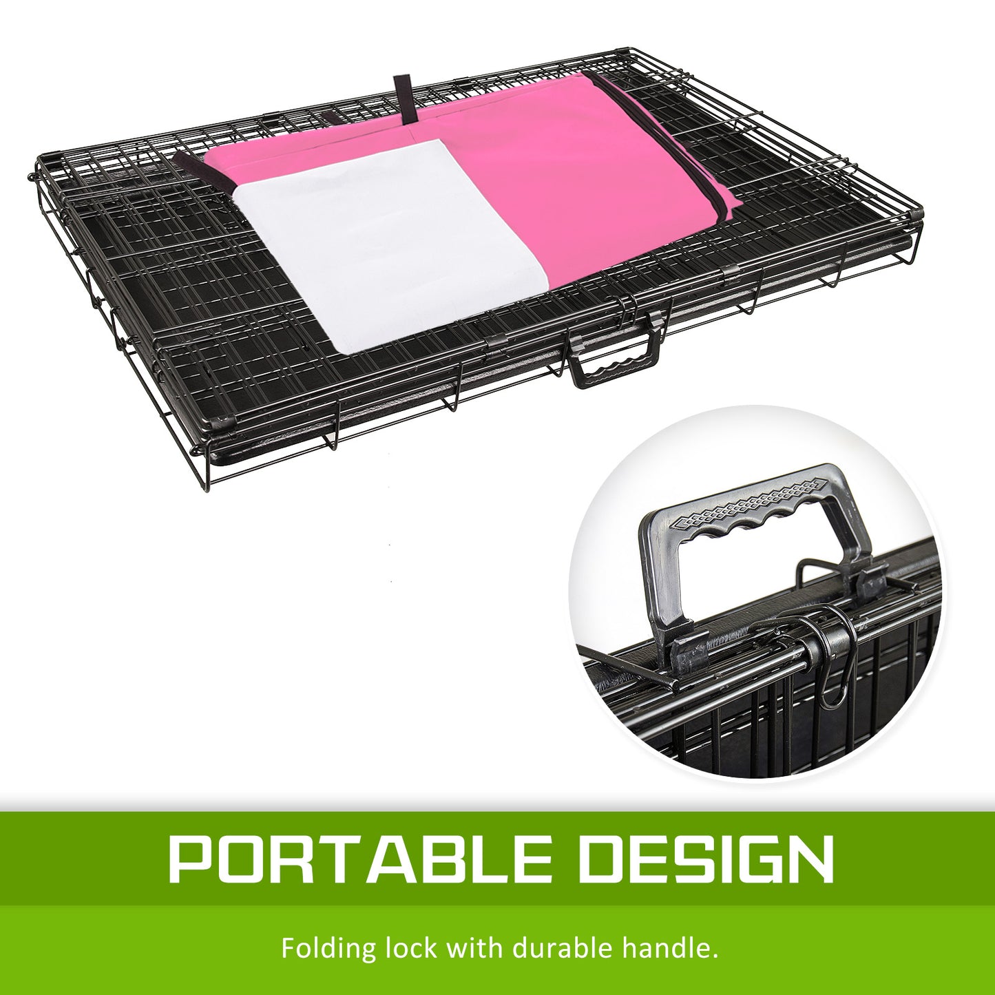 Wire Dog Cage Foldable Crate Kennel 30in with Tray + PINK Cover Combo V274-PET-WCCV30-PK
