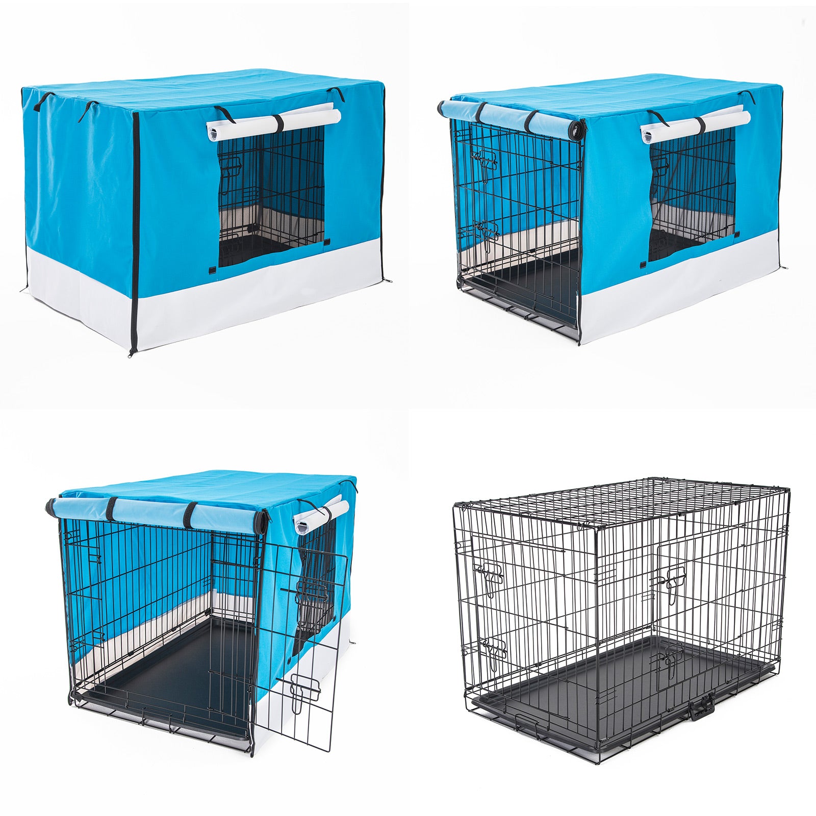 Wire Dog Cage Foldable Crate Kennel 36in with Tray + BLUE Cover Combo V274-PET-WCCV36-BU
