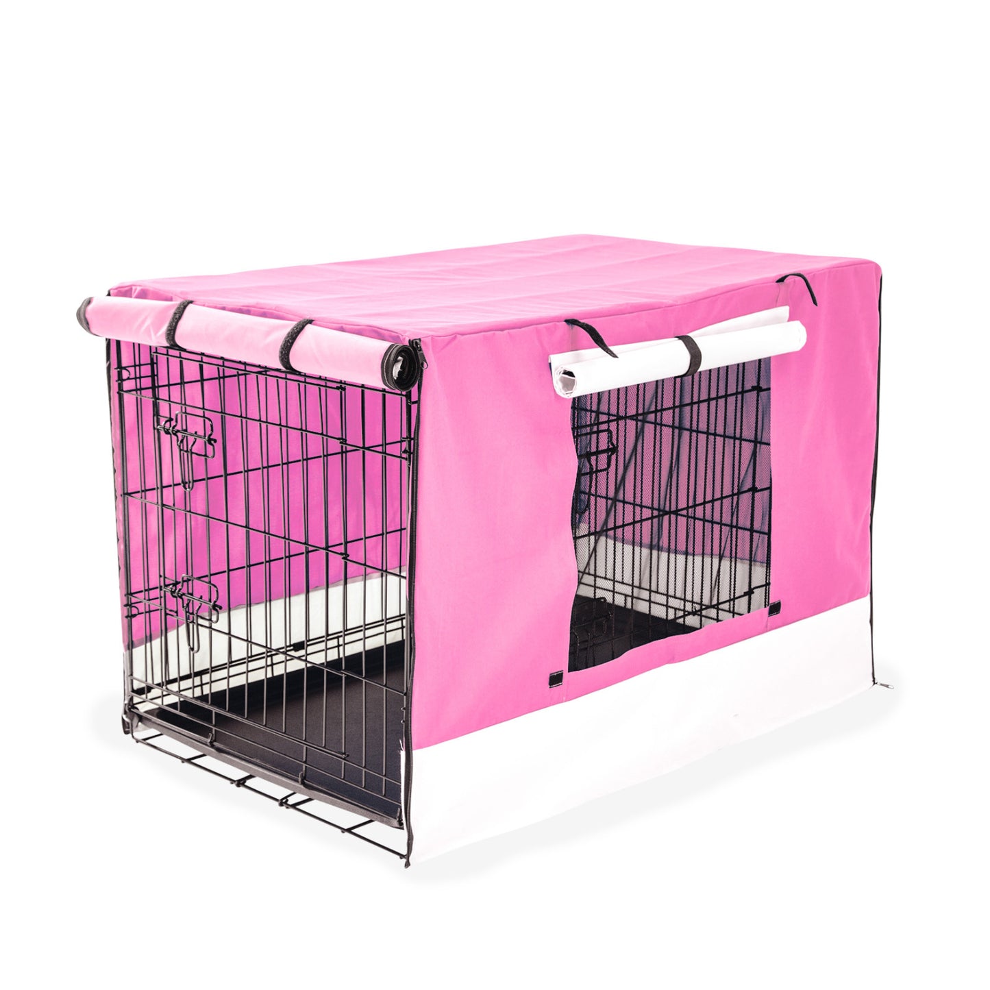 Wire Dog Cage Foldable Crate Kennel 36in with Tray + PINK Cover Combo V274-PET-WCCV36-PK