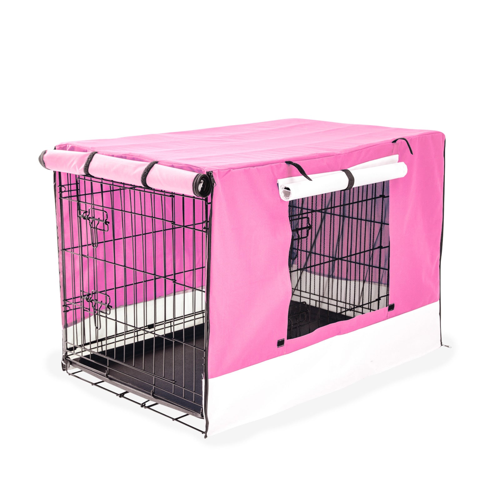 Wire Dog Cage Foldable Crate Kennel 36in with Tray + PINK Cover Combo V274-PET-WCCV36-PK