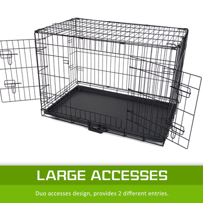 Wire Dog Cage Foldable Crate Kennel 42in with Tray + BLUE Cover Combo V274-PET-WCCV42-BU
