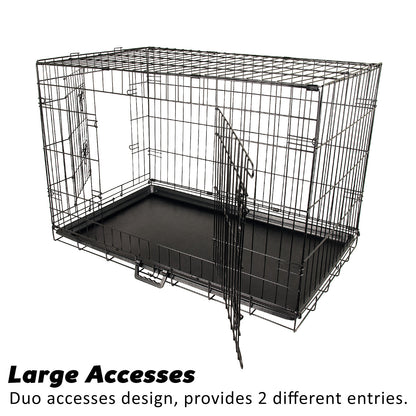 Wire Dog Cage Crate 24in with Tray + Cushion Mat + BLUE Cover Combo V274-PET-WCCVCU24-BU