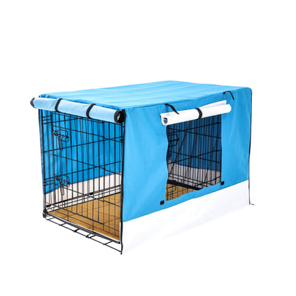 Wire Dog Cage Crate 30in with Tray + Cushion Mat + BLUE Cover Combo V274-PET-WCCVCU30-BU