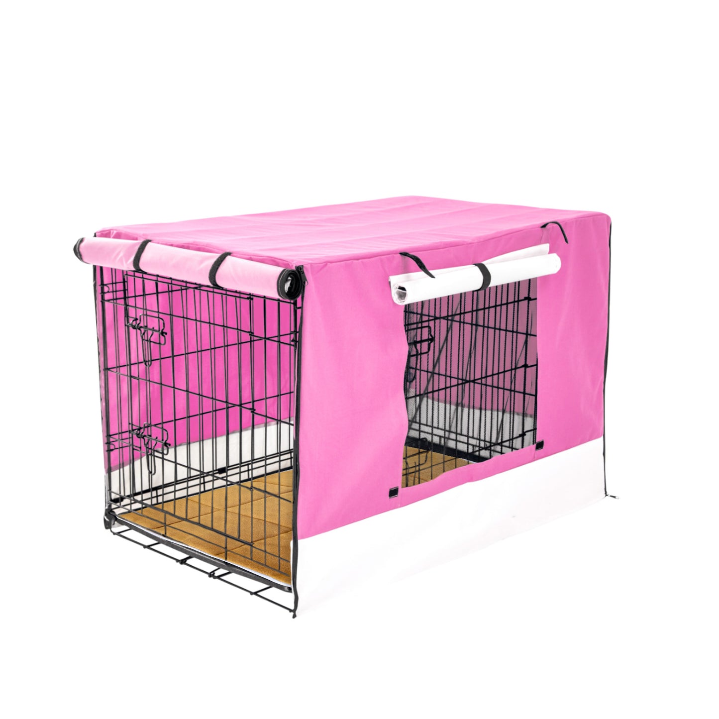 Wire Dog Cage Crate 30in with Tray + Cushion Mat + PINK Cover Combo V274-PET-WCCVCU30-PK