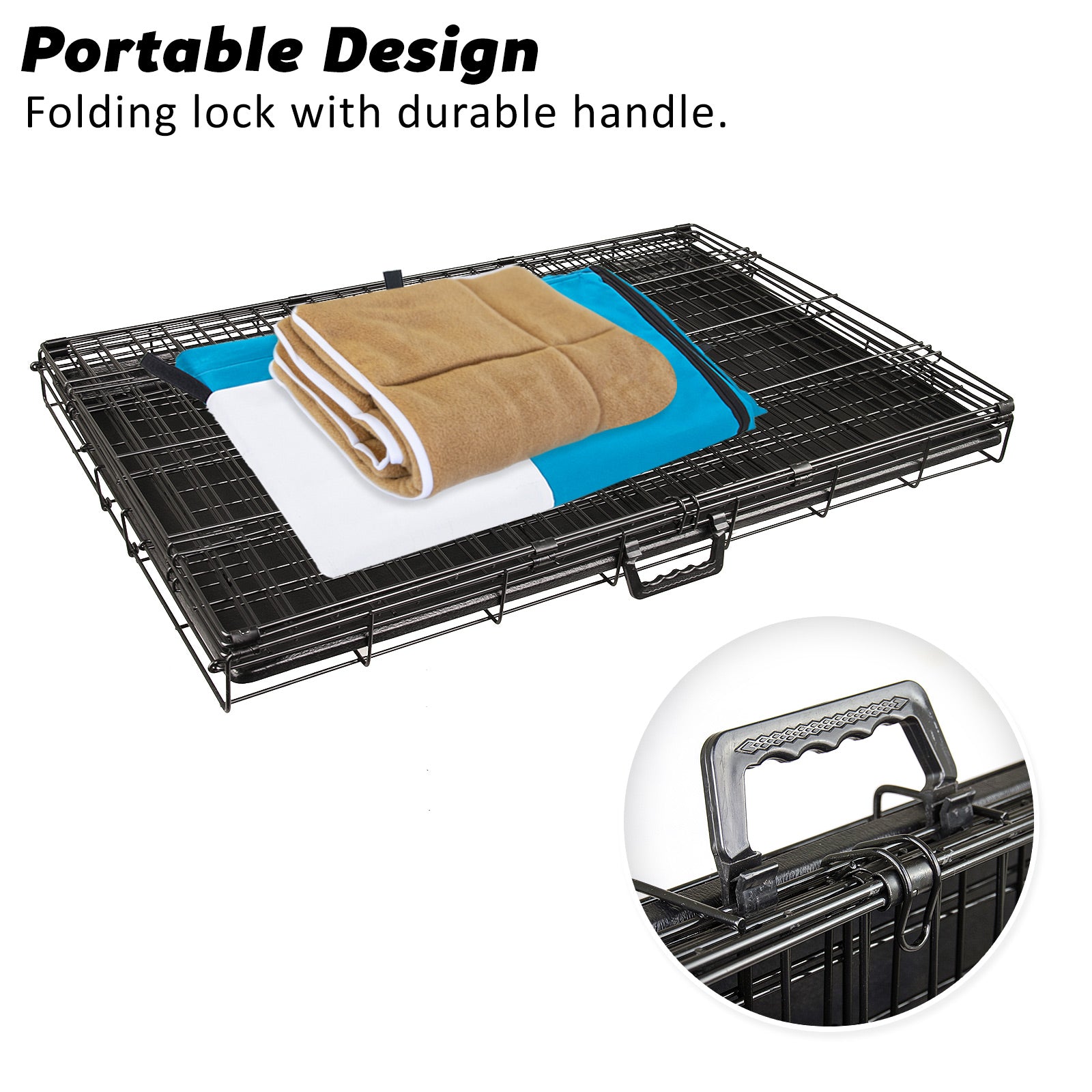 Wire Dog Cage Crate 36in with Tray + Cushion Mat + BLUE Cover Combo V274-PET-WCCVCU36-BU