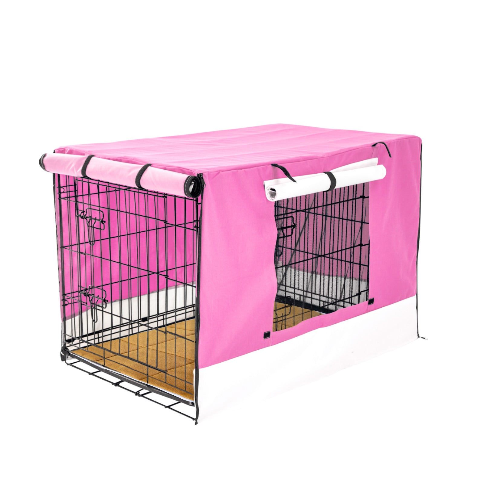 Wire Dog Cage Crate 36in with Tray + Cushion Mat + PINK Cover Combo V274-PET-WCCVCU36-PK
