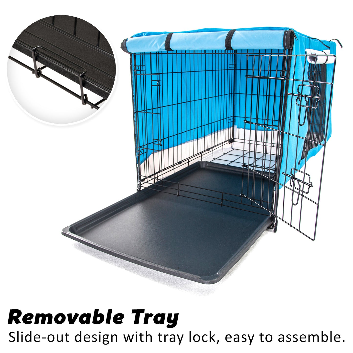 Wire Dog Cage Crate 42in with Tray + Cushion Mat + BLUE Cover Combo V274-PET-WCCVCU42-BU