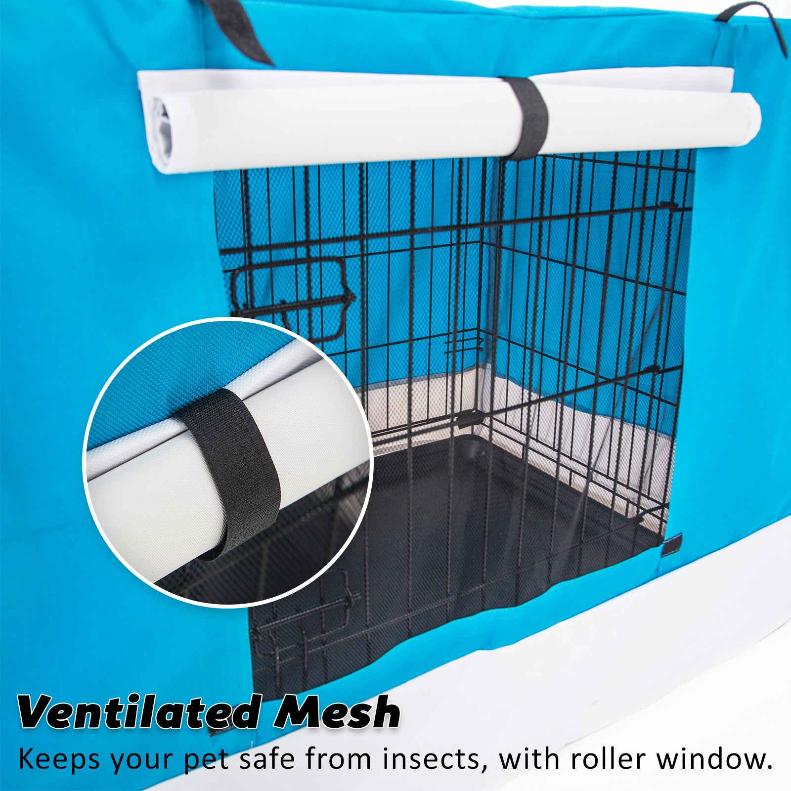 Wire Dog Cage Crate 42in with Tray + Cushion Mat + BLUE Cover Combo V274-PET-WCCVCU42-BU