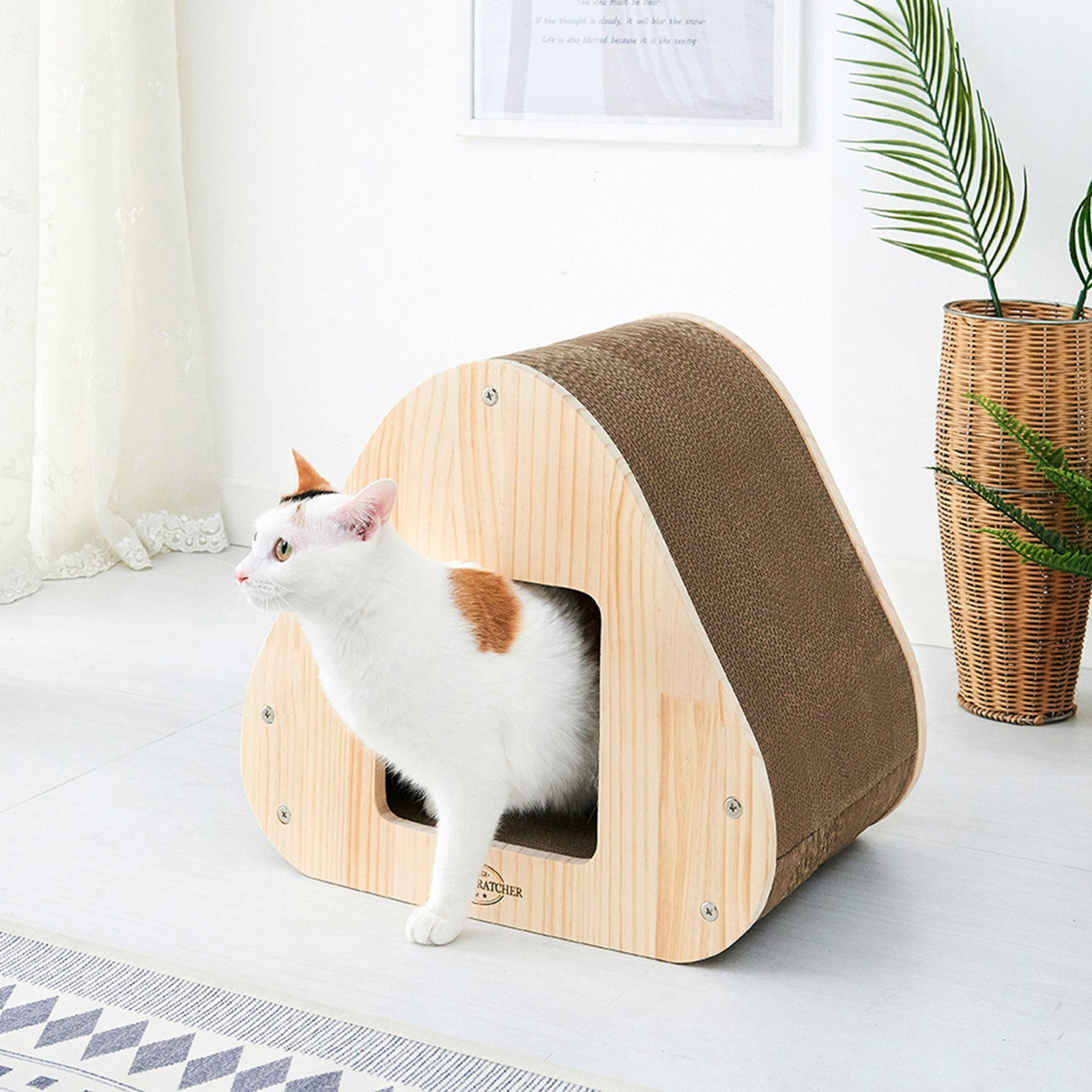 Yaomi Wood Triangle Cat Scratcher Sofa Pet Bed V274-PET-ZS-CTTRIHS
