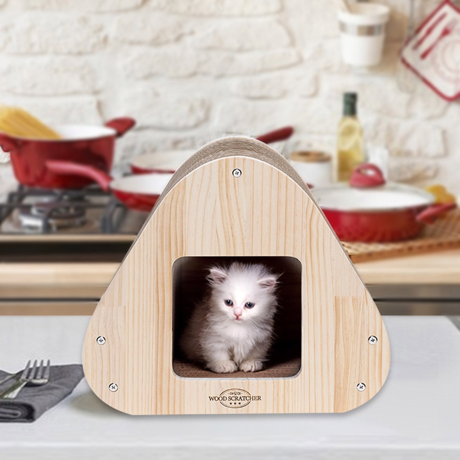 Yaomi Wood Triangle Cat Scratcher Sofa Pet Bed V274-PET-ZS-CTTRIHS