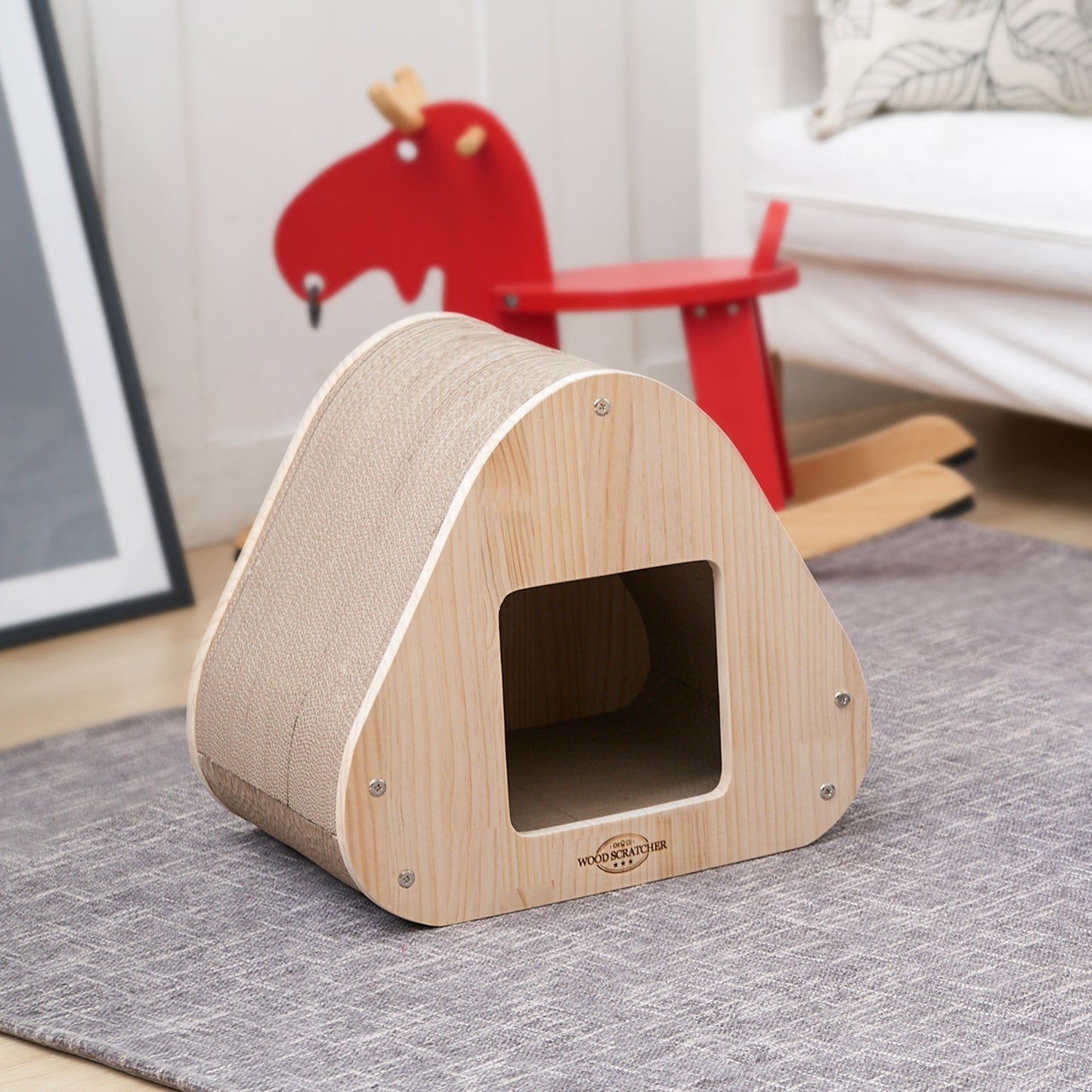 Yaomi Wood Triangle Cat Scratcher Sofa Pet Bed V274-PET-ZS-CTTRIHS